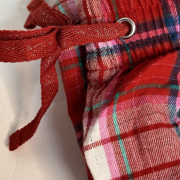 Colsie Women Holiday Red Plaid Woven Wide Leg Drawstring Pajama Comfy Pants NEW! - Picture 4 of 8